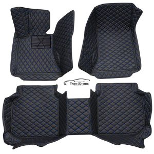 Auto Fußraumschalen in schwarz mit blauen Nähten/Faden